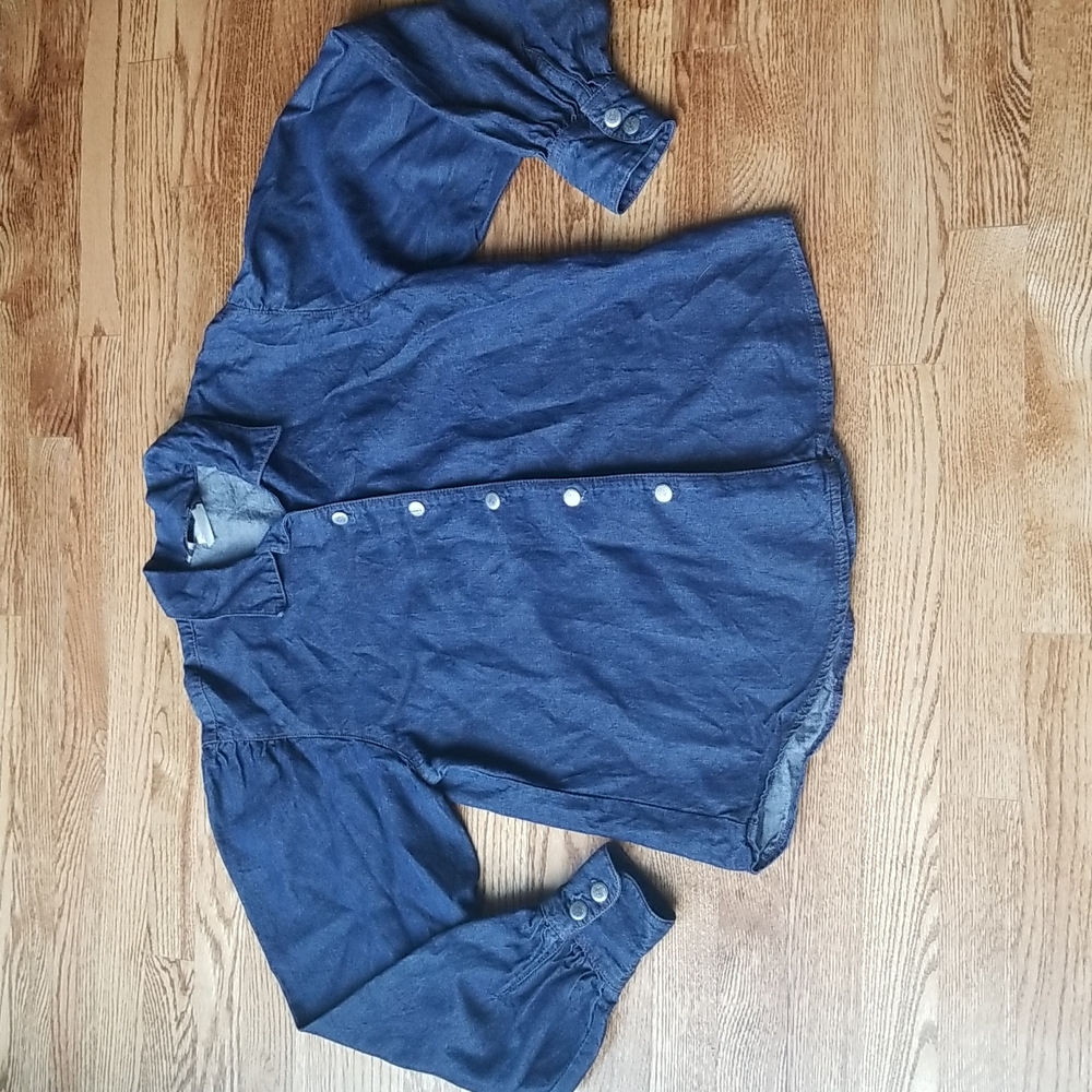 (M) Authentic Rockies Jeanswear Denim Button Down Top Bell Sleeves Rodeo Western